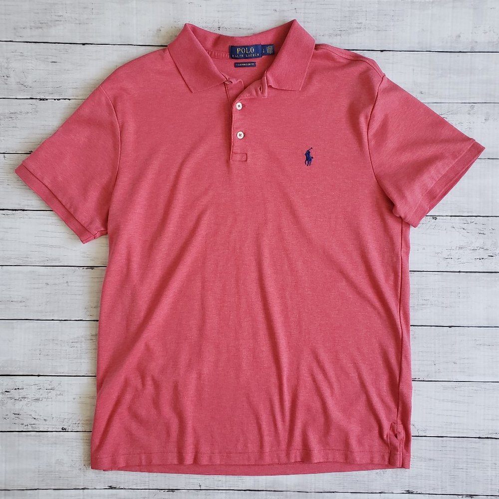 POLO RALPH LAUREN Custom Slim Fit Collared 3-Button Shirt Short Sleeve LARGE